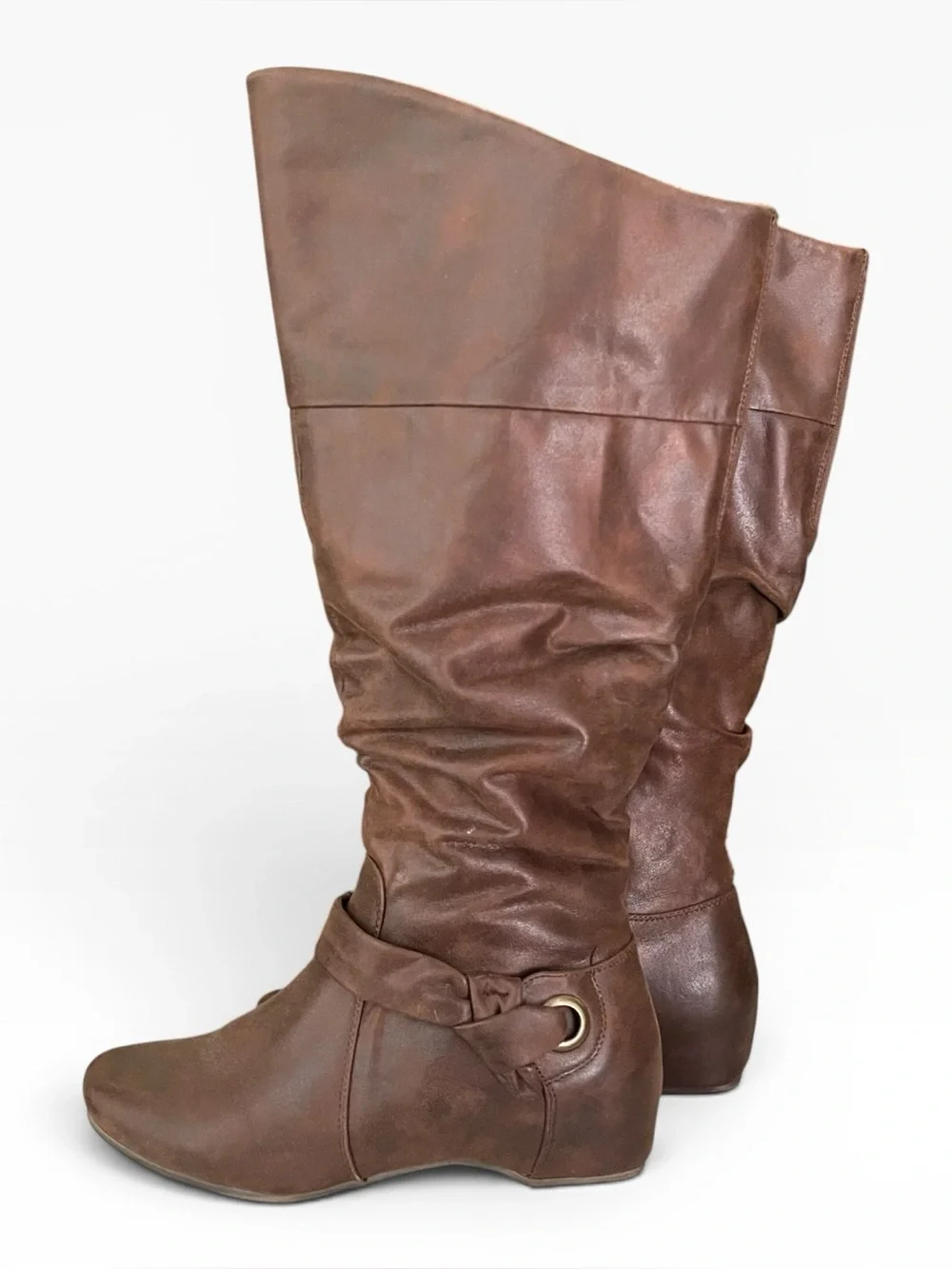 Baretraps Wide Calf Sanova2 Knee-High Brown Leather Fashion Boots Size 8.5 M